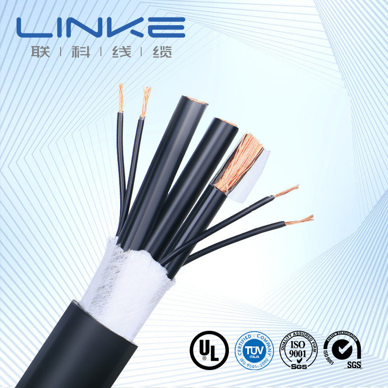 Schwarze PVC-Schiene Koaxikabel Serie RG6 / Rg58 / Rg11 / Rg59 für Videoüberwachung