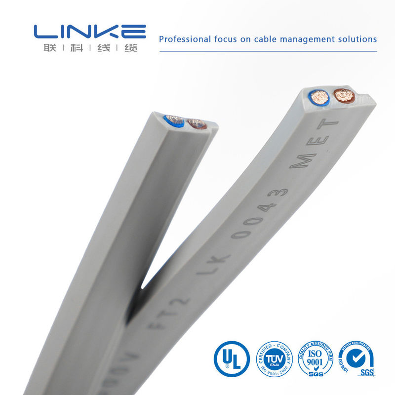 Halbleiter-Flexiblerkautschukflächige 2-Kern-Stromkabel mit geballtem Kupfer und PVC-Isolierung für 300V-Anwendungen