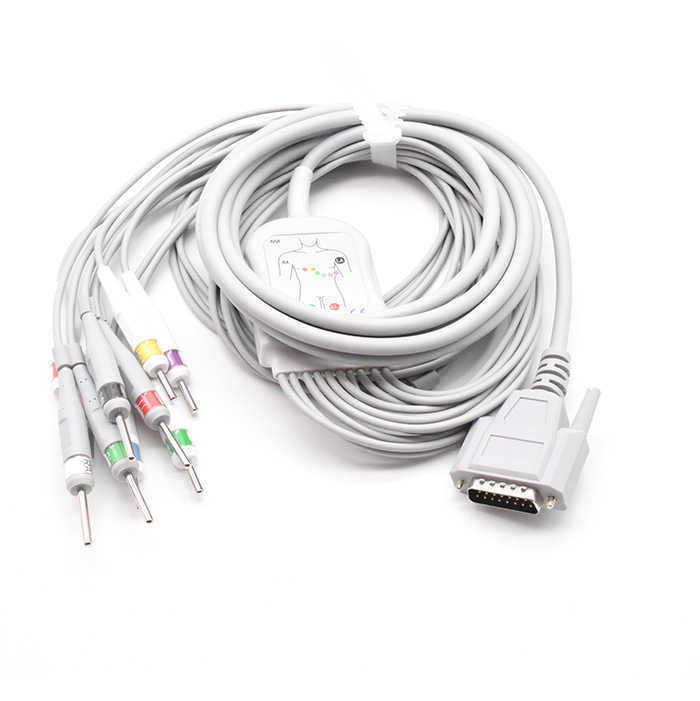 TPU-Ummantelung EKG-Kabel mit verzinntem Kupferkern und Anpassungsoptionen für medizinische Geräte