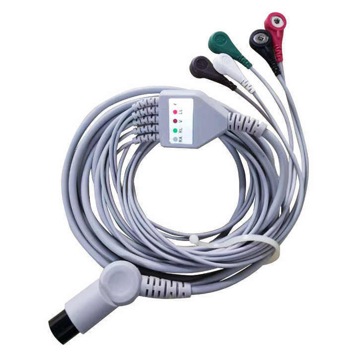 TPU-Dämmstoff 3/5 Blei-EKG-Kabel für Regenbogen-Patientenmonitore Drähte für In-vitro-Diagnosegeräte