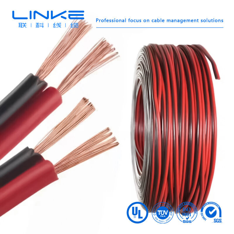 2468 VW-1 80°C 300V 22AWGx2C Flachbanddraht UL2468 2-Kern-PVC-Lautsprecherkabel